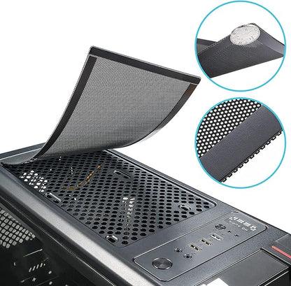 [4 Pack] 280x140mm PC Case Dust Mesh Filter, Magnetic Frame Computer Fan Dust Mesh PC Cooler Filter Dustproof PVC Cover Grills - Black