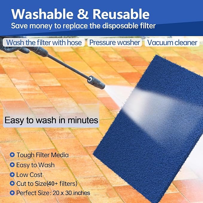 Reusable Air Filter 20x30x0.5,2 Packs Cut to Fit Furnace Filters,MERV 6 Electrostatic Washable Air Filter for HVAC,Mobile,Replacement Air Conditioner Filters,24 PCs Hooks