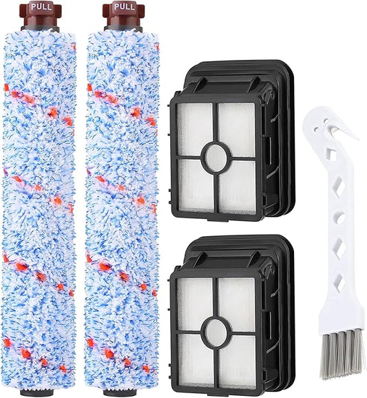 Brush Filter Replacement for Bissell CrossWave Floor and Area Rug Cleaner 3888A 2306A 1785 Serie, 2 Multi Surface Brush 1868 + 2 Filter 1866, Compare to Part 1608683,160-8683,1608684