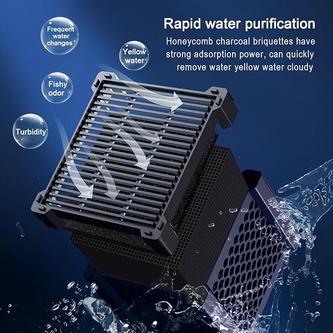 Eagles Eco-Aquarium Water Trough Purifier Cube, Activated Carbon Filter Media with Shell Honeycomb Charcoal Cube for Fish Tank, Horse Troughs, Ponds, Livestock Tanks, Water Tan (1pc)