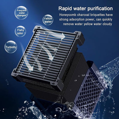 Eagles Eco-Aquarium Water Trough Purifier Cube, Activated Carbon Filter Media with Shell Honeycomb Charcoal Cube for Fish Tank, Horse Troughs, Ponds, Livestock Tanks, Water Tan (1pc)