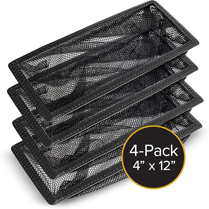 HAAK - Floor Vent Cover Trap, Durable Screen That Attaches Easily to Vent Covers for Home Floor, 4-Pack Air Vent Filters for Trapping Debris, Easy to Install and Remove, 4 x 12 inches Each