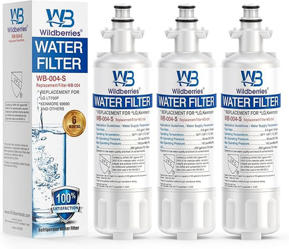 Wildberries ADQ36006101 Replacement for LG® LT700P®, LFXS30766S, LFDS22520S, LFX28968ST, LFXS24623S, LFXS29766S Refrigerator Water Filter, Kenmore® 9690, 469690, ADQ36006102, LT120F®, RWF1200A, 3 PACK