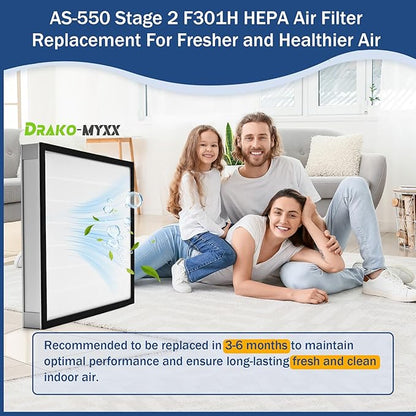 2 Pcs Upgrade HEPA 550 Filter, F301H Air Scrubber Stage 2 HEPA Filter, HEPA Air Shield 550 Filter,16 x 19 x 2", AS-550 Filters, Replacement for BlueDri, Dri-Eaz, Phoenix, and Bear