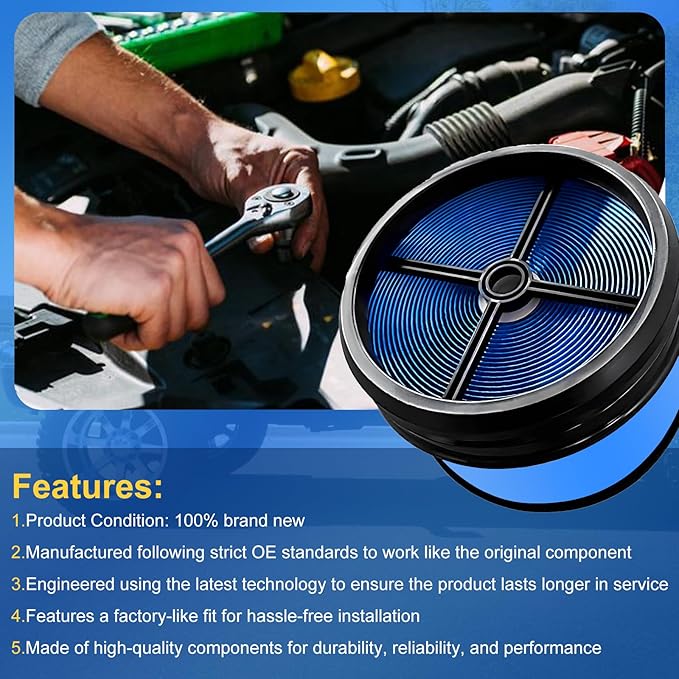 A3087C Engine Air Filter Compatible With 06-10 Silverado/Sierra 2500HD,07-10 Silverado/Sierra 3500HD,07 Silverado/Sierra 2500HD 3500 Classic, 6.6L 8Cyl Replaces P610875