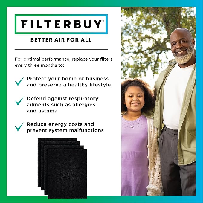 Filterbuy Activated Carbon Pre-Cut Filter HRF-A200 Replacement for Honeywell Air Purifier (4-Pack, Made in USA)