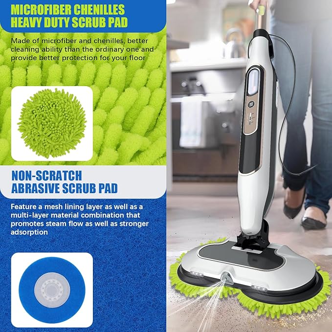 Magic Sponge Eraser Pads and Microfiber Chenilles Pads for Shark Steamer S7001 s7020 s7000amz s7000 s7001tgt s7201 s8201 S7005 s8001 Series Rotating Steam Scrubber,Scrub Sanitize at The Same