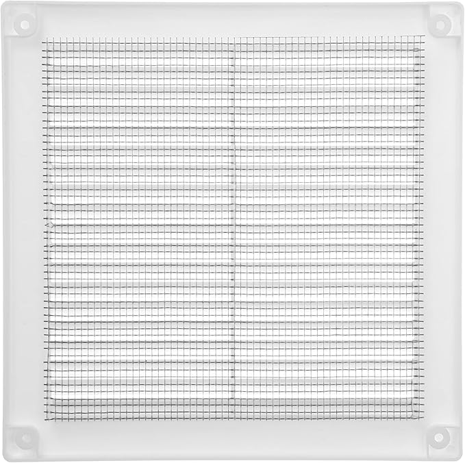 Vent Systems 4.5" x 4.5" Inch (Opening Dimensions) - Pack of 5 - Plastic White Soffit Vent Cover - Flat Square Air Vent Grille - Air Vent Deflector - HVAC 6" x 6" Inch (Overall Dimensions)