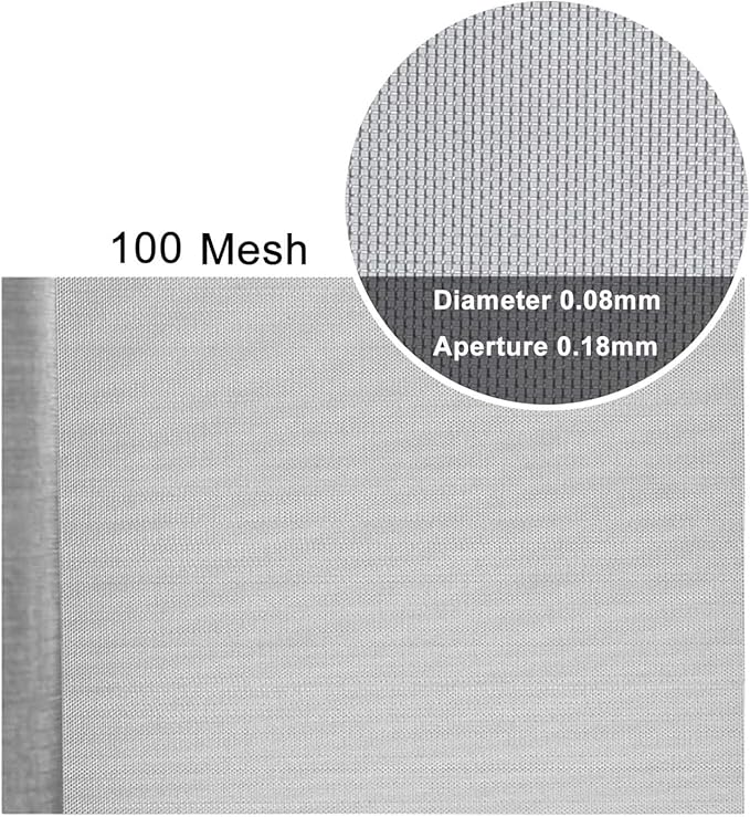 100 Mesh Stainless Steel Woven Wire, 0.18mm Fine Hole Screen Roll, Rust-Resistant Metal Mesh, for Ventilation Filters, Kitchen Cabinets, Garden Protection, Insect Screens