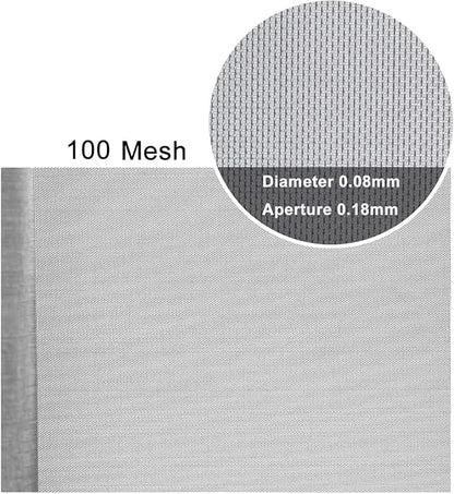 100 Mesh Stainless Steel Woven Wire, 0.18mm Fine Hole Screen Roll, Rust-Resistant Metal Mesh, for Ventilation Filters, Kitchen Cabinets, Garden Protection, Insect Screens