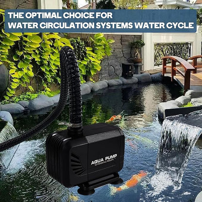 900 GPH 45W Submersible Water Pump and 10 FT Tube for POND BOSS 8 inch Wide Weir Waterfall Spillway Waterfall Box