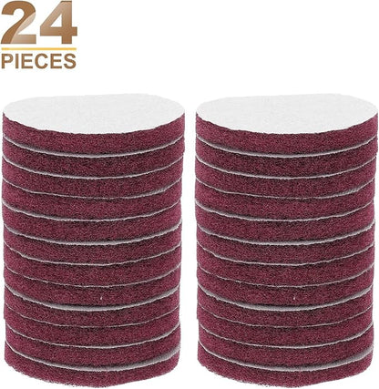HARFINGTON 24pcs Scrubber Scouring Pads 400 Grits 4 Inch Drill Power Brush Hoop and Loop Surface Conditioning Disc Drill Scuffing Disc Scrub Pads for Home Kitchen Cleaning, Red
