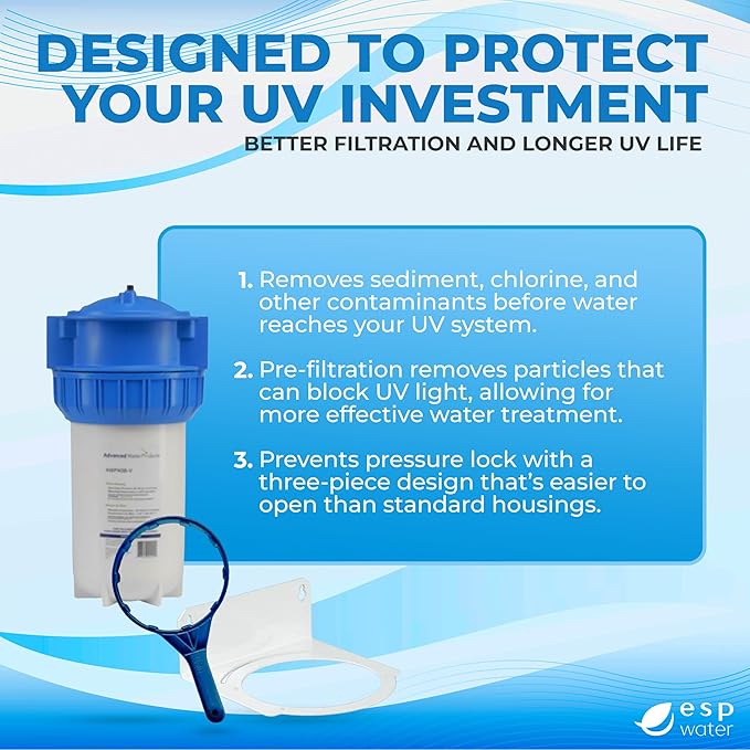 Viqua AWP40B-V Filter Housing Kit with Bracket and Wrench – Durable, Universal Water Filter Housing for Easy Installation and Maintenance, 4.5 x 10 Inch Filters