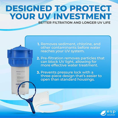 Viqua AWP40B-V Filter Housing Kit with Bracket and Wrench – Durable, Universal Water Filter Housing for Easy Installation and Maintenance, 4.5 x 10 Inch Filters