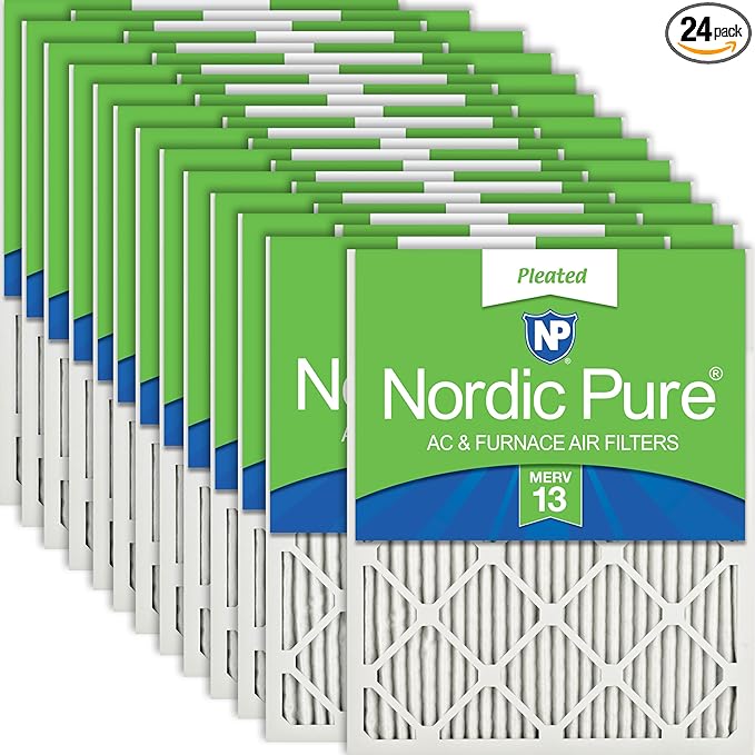 Nordic Pure 16x24x1 (Actual Size: 15 1/2 x 23 1/2 x 3/4) Pleated MERV 13 Air Filters 24 Pack