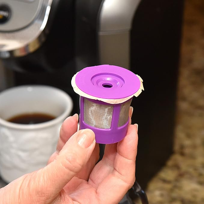 Delibru Unbleached Paper Filters with Lid for Reusable K Cups (700/Box) Paper coffee filters Fits All Brands Compatible with all Reusable Pods -100% Compostable and Disposable