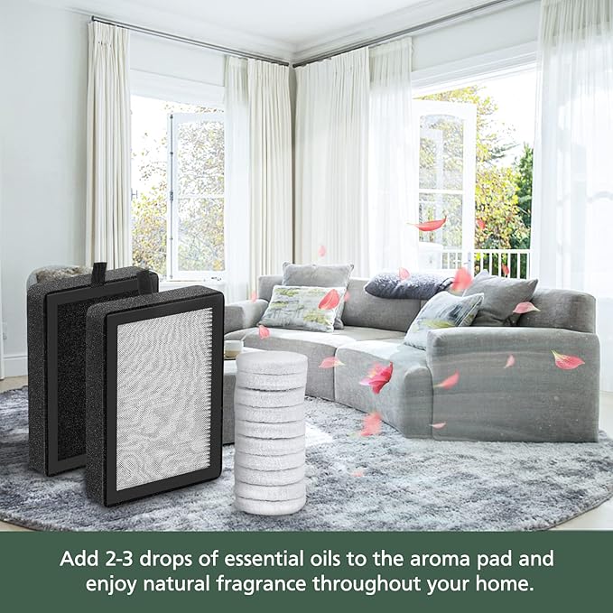isinlive LV-H128 Air Purifier Replacement Filter Compatible with LEVOIT LV-H128/ PUURVSAS (HM669A) / ROVACS (RV60) 3-in-1 Middle Layer, 4 Pack LV-H128 Filters and 30 Pack Aroma Pads