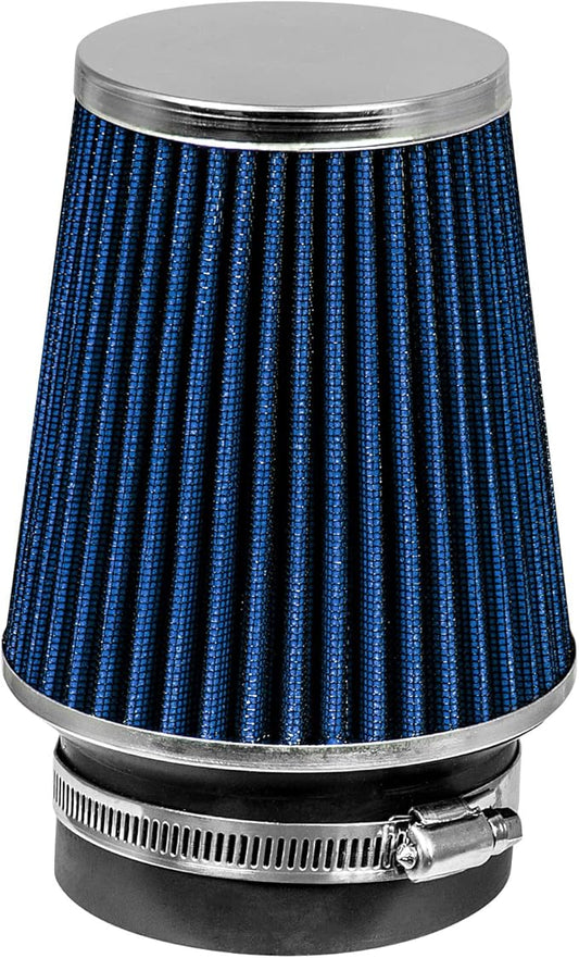 BLUE 3.5" 89 mm Inlet Narrow Air Cone Replacement Performance Washable Clamp-On Dry Air Filter