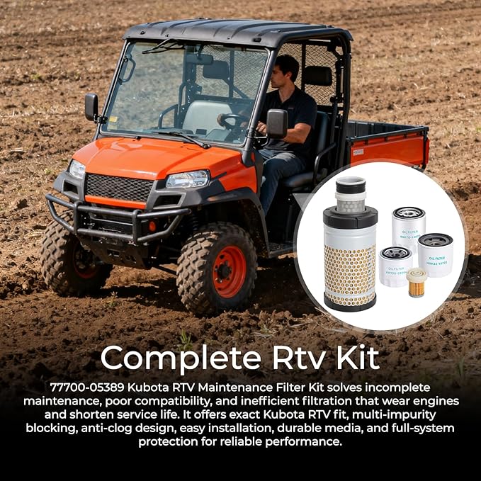 77700-05389 Kubota RTV Maintenance Filter Kit Compatible with Kubota RTV-X1140 RTV-X1100C RTV-X1120D Utility Vehicle Replaces HH150-32094 6A320-59930 HHK70-14070 1G319-11210 HHK32-16770
