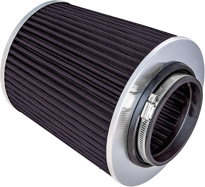 Mortar Aftermarket Auto Air Filter Replacement - Car Enthusiast Class Universal Cold Air Intake Gulps in More Air for More Engine Power & Passionate Induction Sound, 3 In, Black