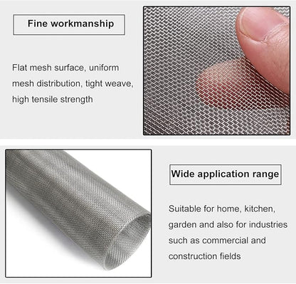 304 Stainless Steel Woven Wire Mesh,Stainless Steel Wire Metal Mesh Sheets,8 Mesh Steel Woven Mesh Rodent Proof Garden Insect Screen Heat-Resistant Metal Filter Screen Sheet