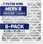 Filter King 21.25x21.25x1 Air Filter | 6-PACK | MERV 8 HVAC Pleated A/C Furnace Filters | MADE IN USA | Actual Size: 21.25 x 21.25 x .75"