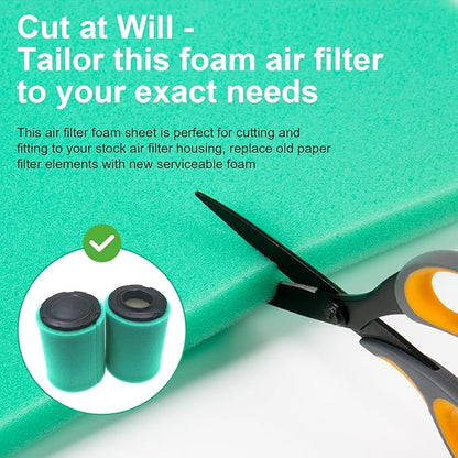 Foam Air Filter Material Replacement for Uni Filter ATV Air Filters- BF-1 BF1 14" X 17" X 5/8" 65-PPI Green Fine Foam Sheet, Air Filter Pads for Motorcycle ATV Scooters Dirt Bike