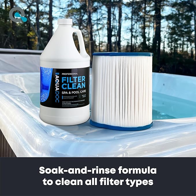 Hot Tub Filter Cleaner Soak, Pool Filter Cleaner & Pool Cartridge Cleaner - Spa Filter Cleaner Soak & Spa Filter Cleaning Solution for HotTub Cartridges. Easy to Use Filter Degreaser - AquaDoc Gal