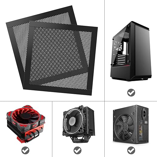 MoKo 140mm Dust Filter for Computer Cooler Fan, [4 Pack] Magnetic Frame PC Fan Dust Mesh PC Cooler Filter Dustproof PVC Cover Computer Fan Grills - Black