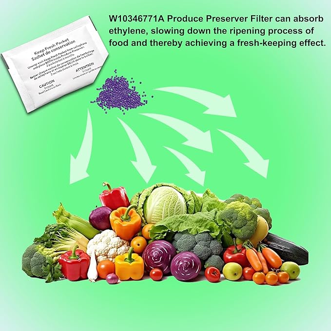 W10346771A Produce Preserver Filter, Compatible with Whirlpool W11462816, P1KL6S1CS, P1FB6S1, 2117689, AH3503014, AH3503014, EA3503014, PS3503014, P1KC6R1 (8)