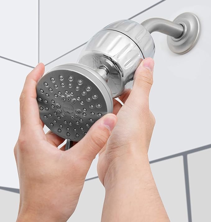 AquaBliss Heavy Duty Shower Filter – Latest Superior Advanced 30x Filtration - Universal Multi-Stage Shower Head Filter Reduces Chemicals, Chlorine & Odors - Chrome (SF500)