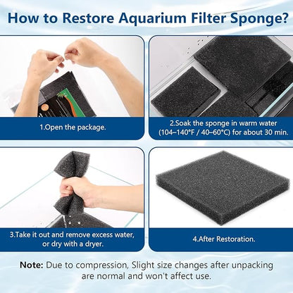 hygger Aquarium Sponge Filter Pad, Filter Media Foam Sponges, Cut-to-Size Open Cell Foam Sheet for Fish Tanks and Ponds, S (4 Pack 5.9 * 3.9 * 1 inch)