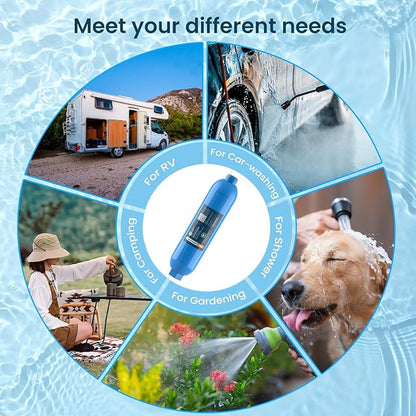 CRYSTALA RV/Camper Water Filter, Inline Water Filter Effectively Reduces Bad Taste, Odors, Chlorine and Sediment for RVs and Marines, 1 Pack Filter with 1 Flexible Hose Protector