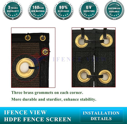 Ifenceview 6'x1' to 6'x100' Brown Shade Cloth Panels Fence Privacy Screen Fabric Mesh Net for Construction Site Yard Driveway Garden Railing Pool Balcony Canopy Awning 160 GSM (6' x 76')