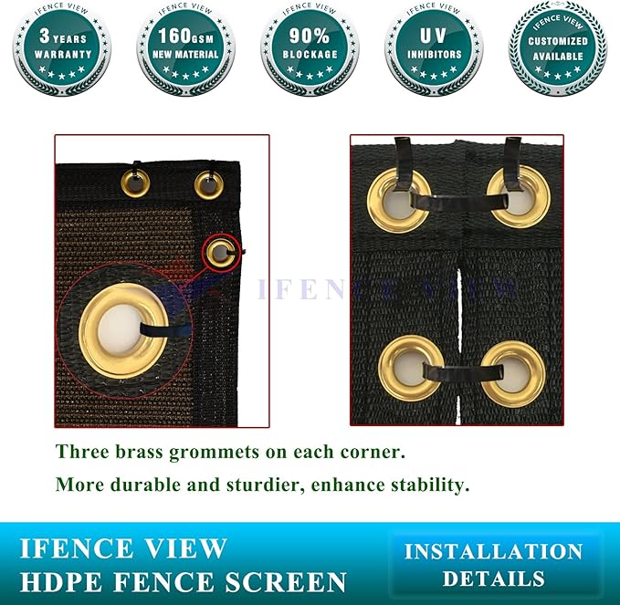 Ifenceview 6'x3' to 6'x50' Brown Shade Cloth/Fence Privacy Screen Fabric Mesh Net for Construction Site, Yard, Driveway, Garden, Railing, Canopy, Awning 160 GSM UV Protection (6' x 8')