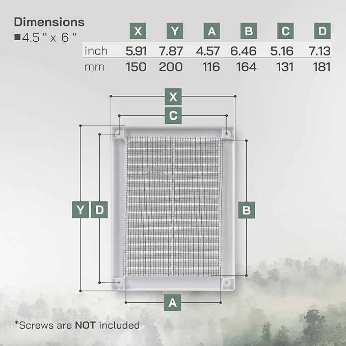 Vent Systems 4.5" x 6" Inch (Opening Dimensions) - Pack of 2 - Plastic White Soffit Vent Cover - Flat Rectangular Air Vent Grille - Air Vent Deflector - HVAC 6" x 8" Inch (Overall Dimensions)
