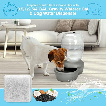 6 Pack Charcoal Replacement Filters for 0.5/1/2.5/4 GAL Gravity Waterer, YOIHABV Cat Fountain Filters, Dog Water Dispenser Filters, Pet Fountain Filter Replacement, Control Chlorine and Odor