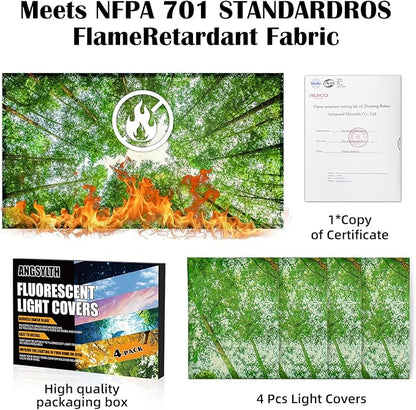 4 Pcs Fluorescent Light Covers - Classroom, Office 4 x 2 Feet Flame Retardant Magnetic Covers for Ceiling Lights Filters (Spring & Forest)