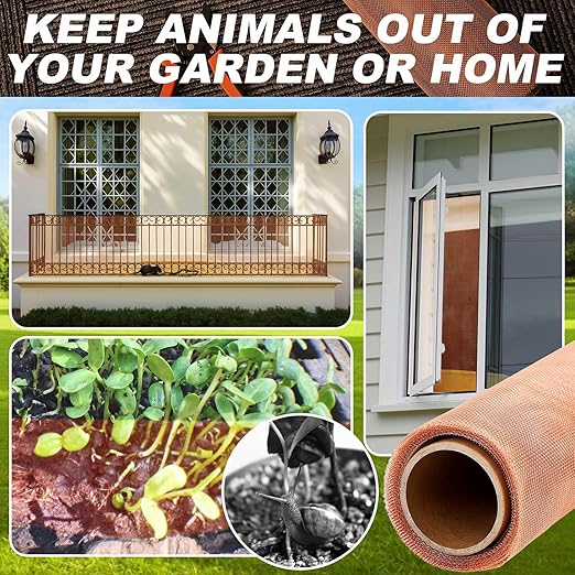 Zonon 99.9% Pure Copper Mesh Screen 36 Inch x 12 ft 16x16 Mesh Copper Roll Wire Fabric 0.27mm Wire Diameter Conductive Metal Dense Filter Screen Woven for Lab Faraday Cage Rodent Control Window Craft