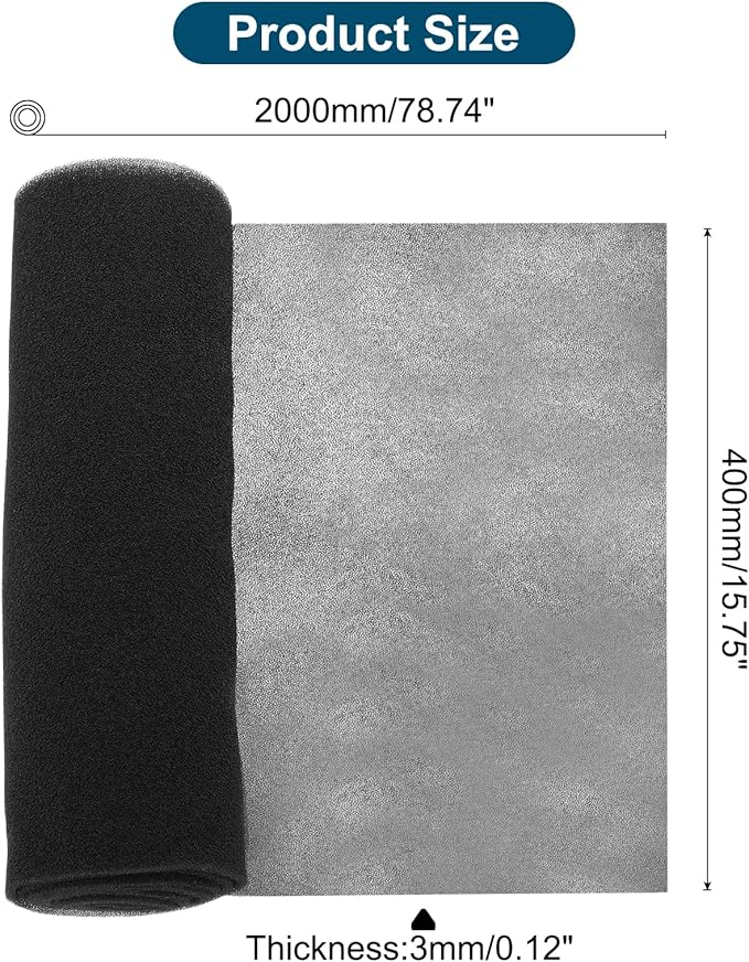 PATIKIL 79" x 16" x 0.1" Air Conditioner Filter Replacement, 2Pcs Washable Reusable Cut to Fit Foam Filter Air Filter for RV AC Vent Window Purifiers Computer, 40PPI