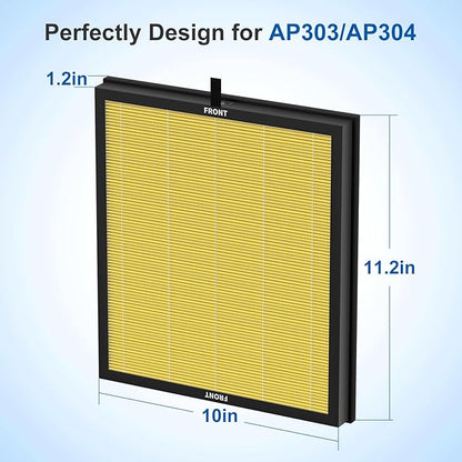 AP303 AP304 Replacement Filter, Compatible with DAYETTE FRESHDEW Air Cleaner Puri-Fier, HEPA Filter with 3 Stage Filtration, 2 Pack