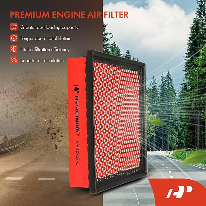 A-Premium High-performance, Pre-oiled Engine Air Filter Compatible with Jeep, Toyota, Lexus & Dodge - 2011-2021 Grand Cherokee, 2012-2017 Camry, Tacoma, Highlander, Sienna, RX350, Durango, ES350