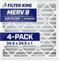 Filter King 34.5x34.5x1 Air Filter | 4-PACK | MERV 8 HVAC Pleated A/C Furnace Filters | MADE IN USA | Actual Size: 34.5 x 34.5 x .75"