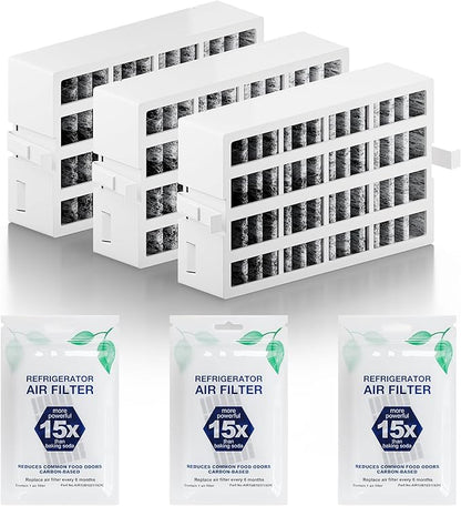 W10311524 AIR1 Refrigerator Air Filter Cartridge Replacement for Whirlpool Kenmore Refrigerator Compatible with Fresh Flow Refrigerator Air Filter, 3 Pack, White