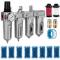 NANPU 3/4" NPT Industrial Grade 4 Stage Air Drying System - Particulate Filter, Coalescing Filter, Double Desiccant Dryers & Air Regulator, Metal Bowl, Manual Drain, for Paint Spray＆ Plasma Cutter