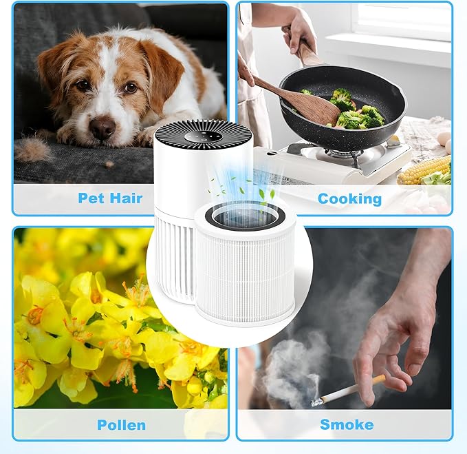 3 Pack H7126 Replacement Filter for GoveeLife H7126 Mini Air Purifier,3-in-1 H7126-RF H13 True HEPA Filter with Activated Carbon and 6 pcs Aroma Pads