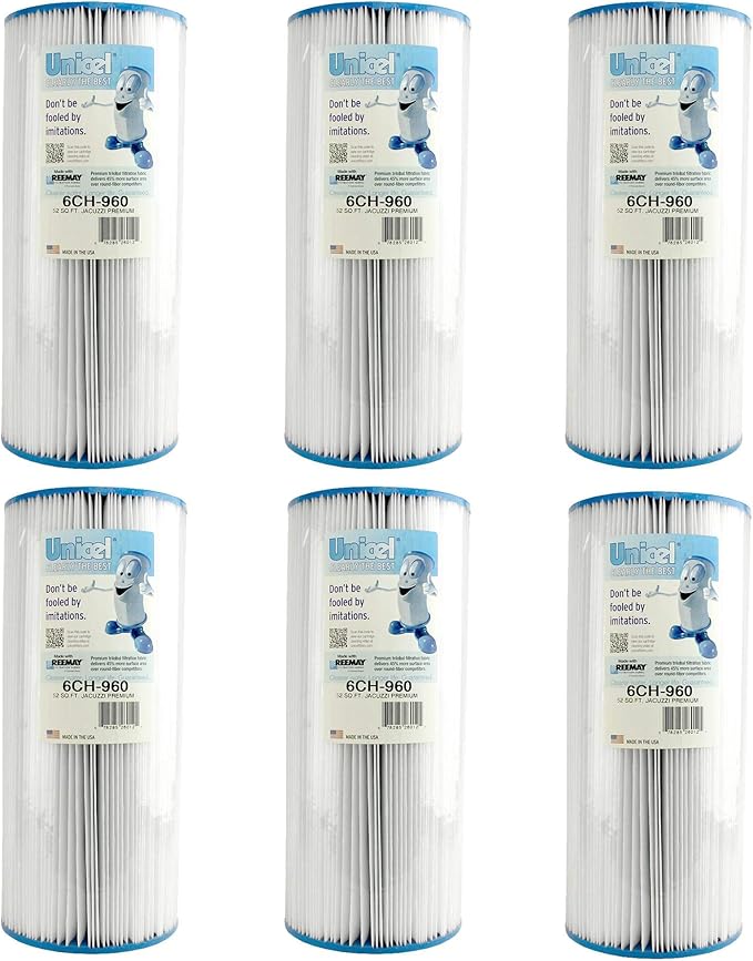 Unicel 6CH-960 52 Square Foot Media Replacement Hot Tub Spa Filter Cartridge with 113 Pleats (6 Pack)