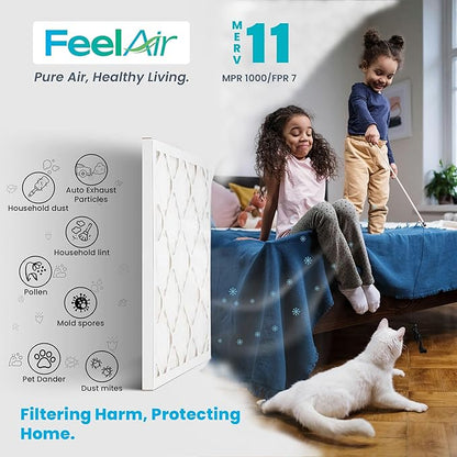 12x12x1 Air Filter – 6 Pack, MERV 11 Pleated HVAC & Furnace Filter, Electrostatic Mechanical Filtration (Actual Size 11.75 x 11.75 x 0.75)