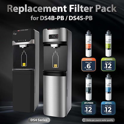 iSpring F5DS-PB Full Filter Replacement Set for DS4B-PB & DS4S-PB Bottleless Water Dispensers, Includes 2x FPDS, 1x FGKDS, 1x FCPBDS and 1x FTDS, Up to 12 Months Based on Usage & Water Quality