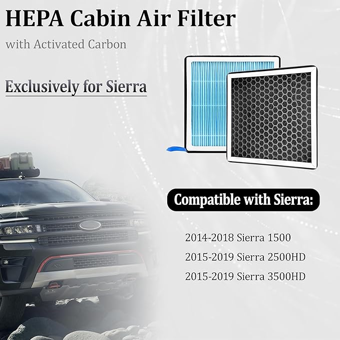 CF11809 Dedicated Cabin Air Filter With Activated Carbon – Compatible with 2014-2020 Escalade, 2014-2018 Silverado 1500 and Sierra 1500, 15-19 2500HD and 3500HD, Suburban, Tahoe, Yukon